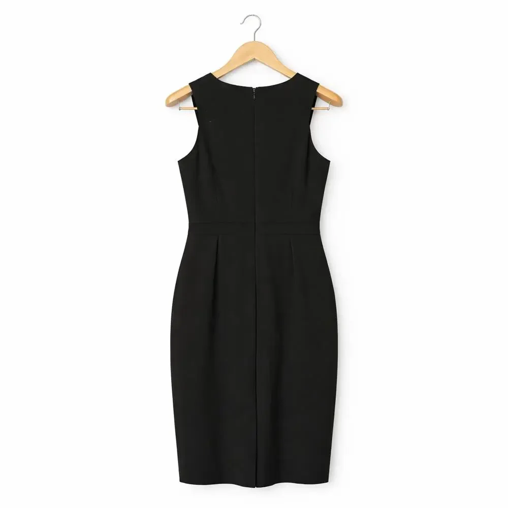J Crew Sheath Dress Womens Size 6 Black Sleeveless Wool Blend  Pockets Classic